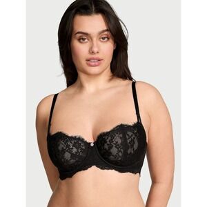 Victoria's Secret Wicked Unlined Lace Balconette Bra Black 34DDD